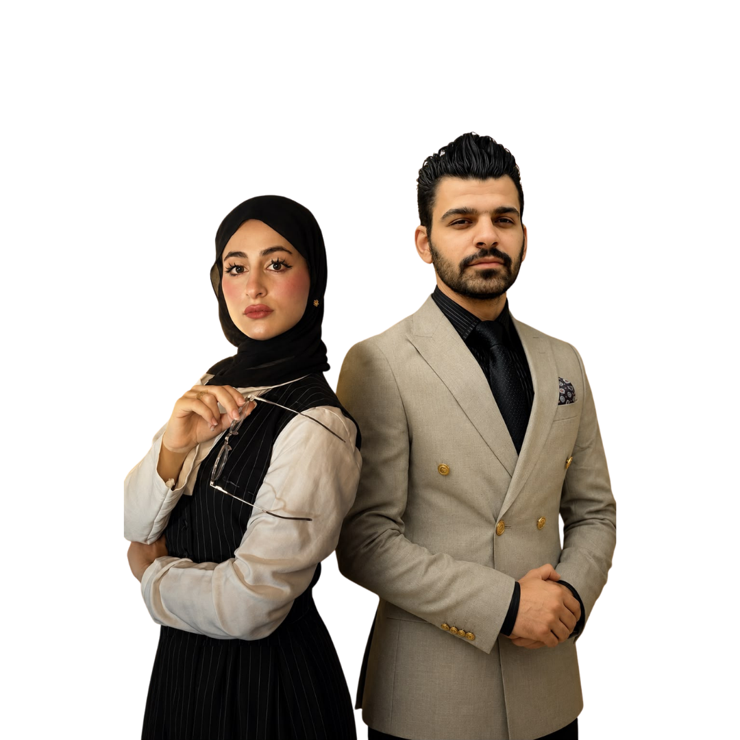 تكوين ثلاثي الأبعاد من عناصر ذهبية وسوداء يمثل هوية البليغ